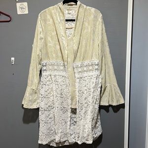 XL Lace and velvety sheer tank with duster